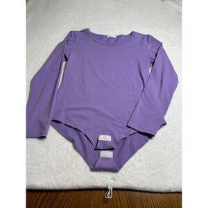 MANGDIUP Lavender Long Sleeve Bodysuit Women XL Snap Crotch